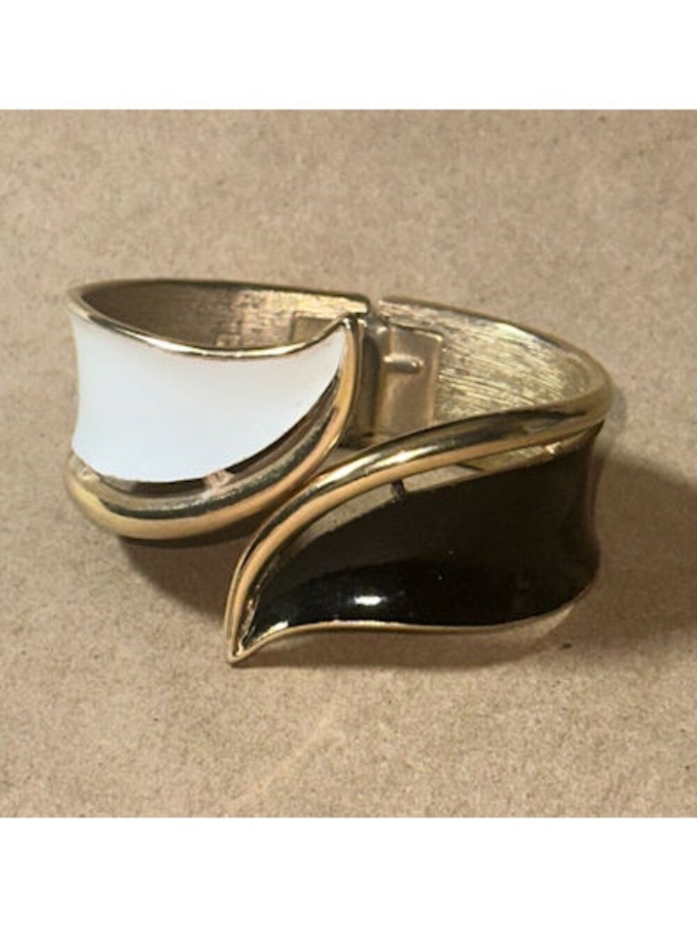 Vintage 80's Enamel Bracelet, Black and White